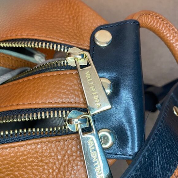 Valentina Leather Backpack in Rich Orange and Black - Picture 13 of 13